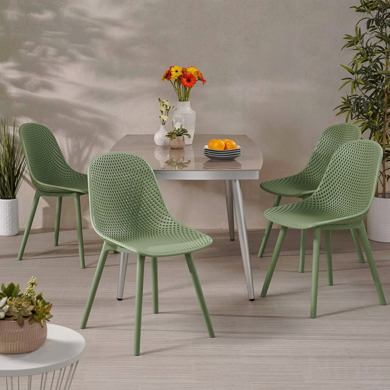 Set Of 4 Outdoor Patio Chair, Green