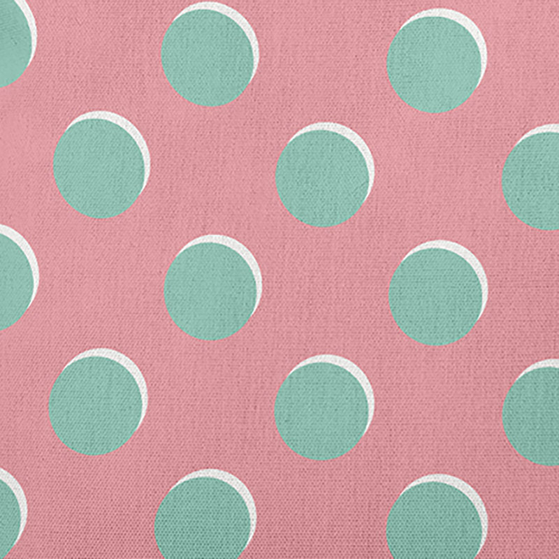 16" x 16" Pink and Green Polka Dot Polyester Indoor/Outdoor Pillow