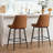 Brown Counter Height Bar Stools Set of 2, 26 Inch Seat Height with Back and Metal Legs, 360° Swivel Upholstered Faux Leather Swivel Bar Stools-827430069-827969038
