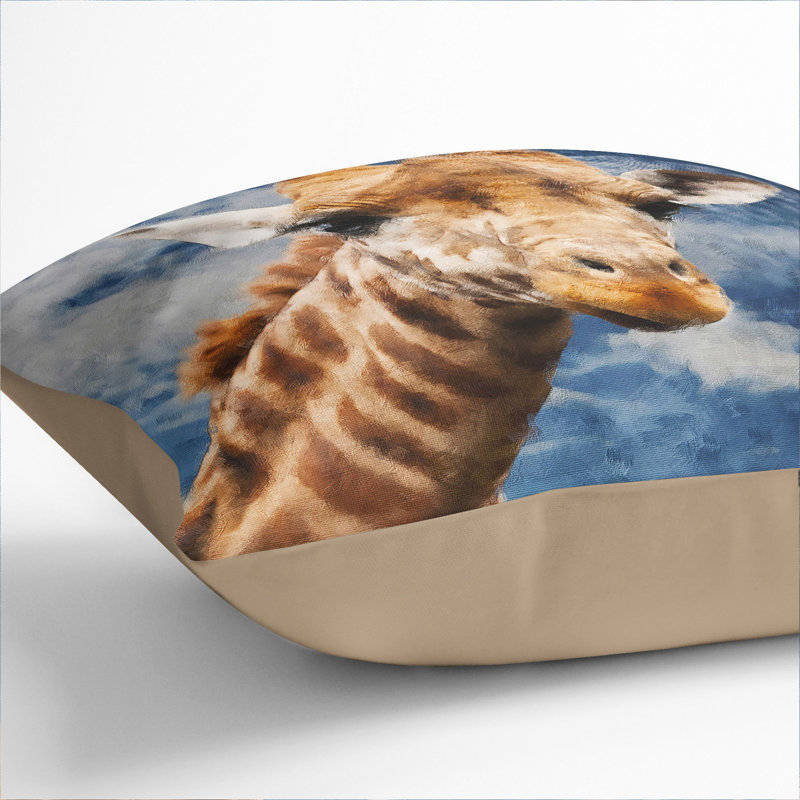 Giraffe Vol.2 Painting Square Throw Cushion, 40cm H x 40cm W x 15cm D, Stone