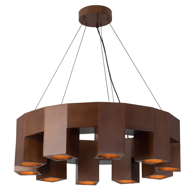 Bosco 10 - Light LED Chandelier, Walnut