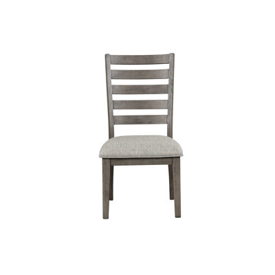 Ensemble de 2 fauteuils à dossier échelle gris rustique avec siège rembourré en tissu de 2 places