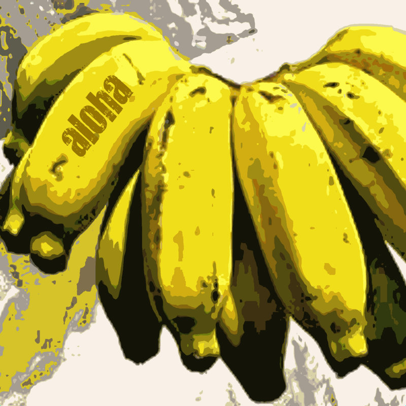 Banane chanceuse - Peinture, H 36 po x l 36 po, Non, Cadre flottant noir