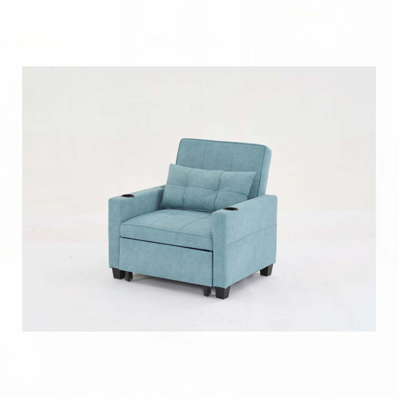Fauteuil convertible convertible avec ports USB, Tissu bleu Tech