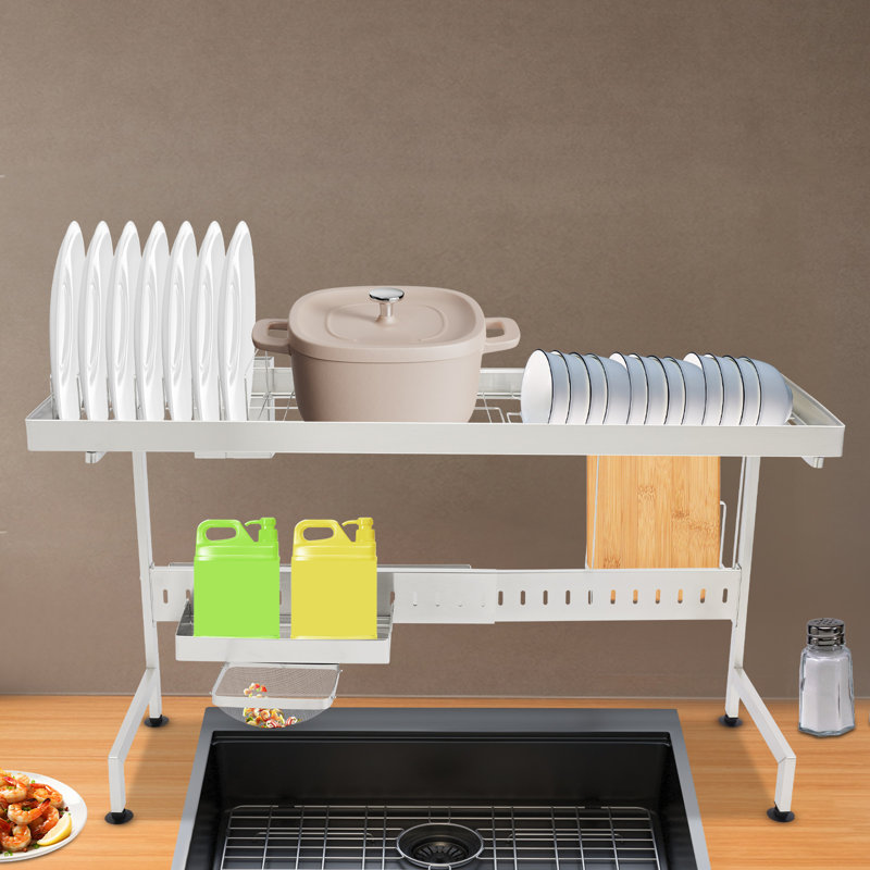 Adjustable Over Sink Dish Drainer Drying Rack