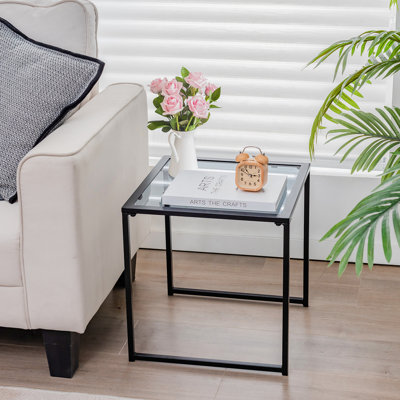 Leyun Square Glass Outdoor Side Table , 17 " W 17 " D