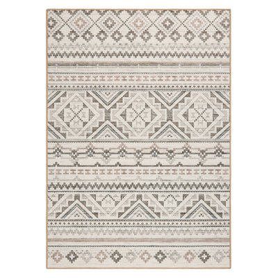 Tapis lavable à la machine avec technologie AirFlo EVERWASH Haven Modern Geo, beige / brun, 6 pi x 9 pi