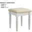 Meuble-lavabo et tabouret blanc transitionnel, miroir à 3 côtés, bois massif, tiroirs de rangement, poignées pour meubles de chambre à coucher 1 pièce avec design, blanc, tiroirs
