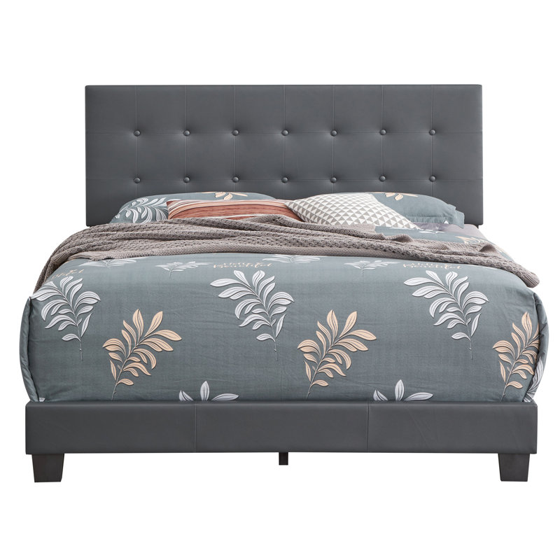 Grand lit matelassé en mousse gris foncé élégant avec tissu Pu - G1306 supérieur et matériau