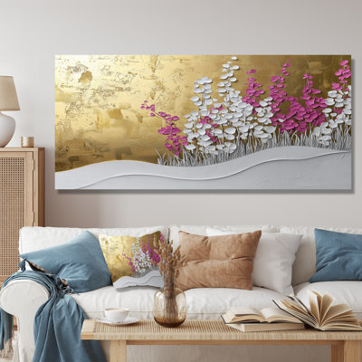 Fleurs sauvages et lavandes Pure Golden Horizons III - Art mural fleurs sauvages