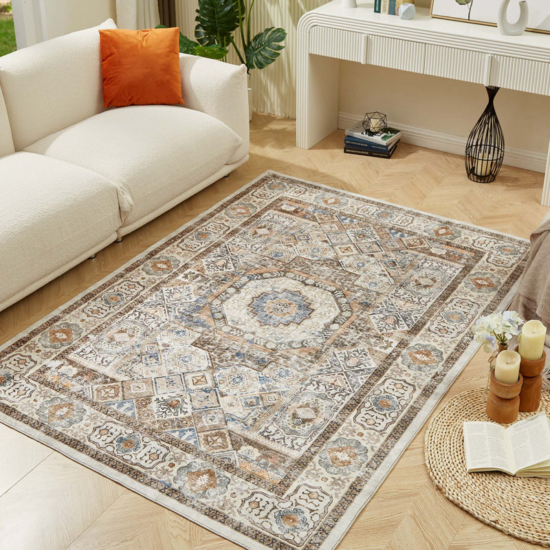 Trois tailles de tapis multicolores en faux cachemire, Rectangle 5 pi x 7 pi