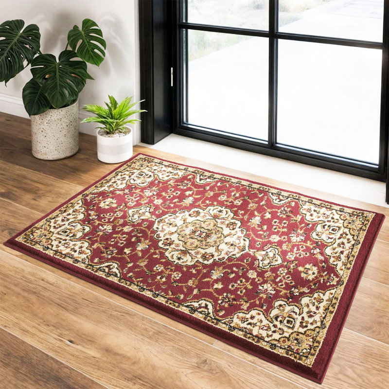 Elvia Traditional, Medallion Red Area Rug, 2'x3'