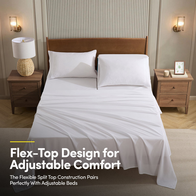 Ensemble de draps luxueux en microfibre 1800, Blanc, Très grand séparé
