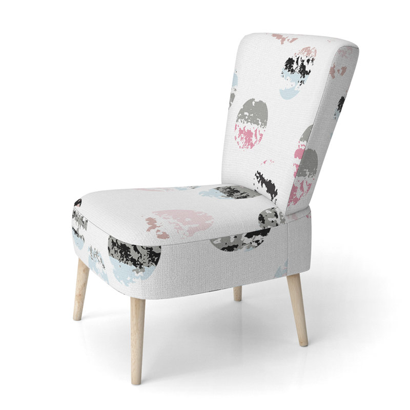 White Circle Pattern - Upholstered Patterned Accent Side Chair