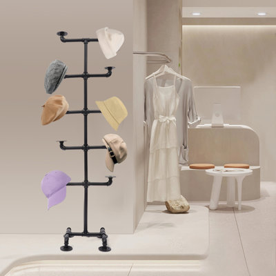 61In Industrial Style Hat Storage Display Holder Rack With 10 Hangers