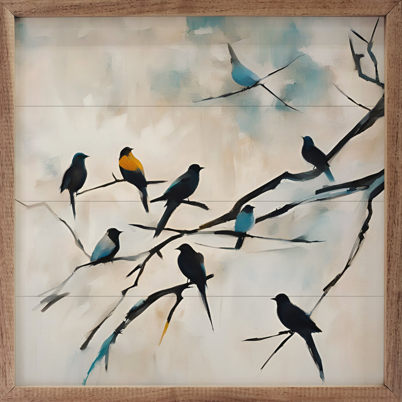 Oiseaux sur branches, H 8 po x l 8 po x P 1 po