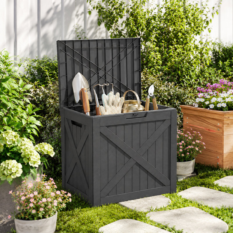 35 Gallons Resin Deck Box Seat for Outdoor Storage