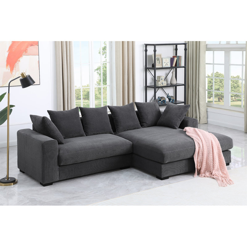 Canapé modulaire rembourré 3 pièces Naomi, Velours côtelé gris foncé