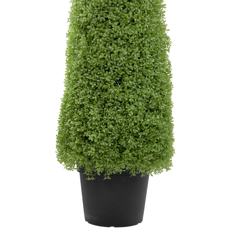 Topiaire cône artificiel avec pot rond non éclairé, H 60 po x l 15 po x P 15 po