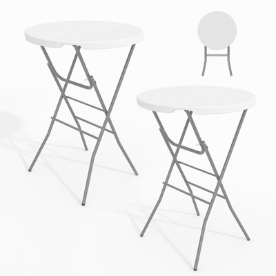Ensemble de 2 tables de cocktail pliantes de 32 po avec structure en métal et pieds verrouillables