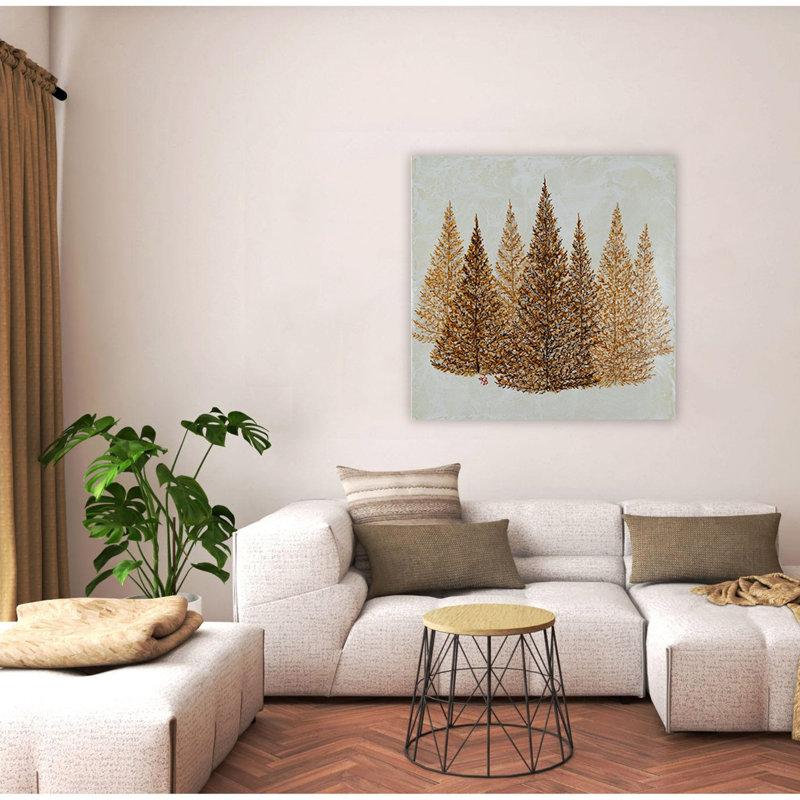 "Gilded Pines", art mural sur toile, Toile tendue, H 30 po x l 30 po