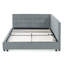 Structure de lit double avec revêtement en velours doux et accoudoirs pour une chambre confortable