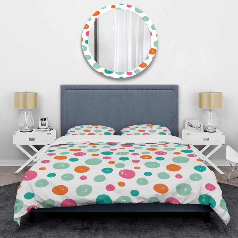 Ensemble de housse de couette en microfibre vert / blanc 3 pièces, Housse de couette double / grand + 2 taies décora