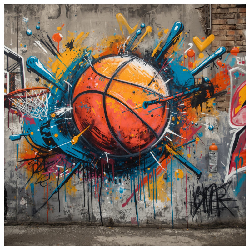 Rideaux de douche Graffiti Basketball Art, L 70 po x H 72 po