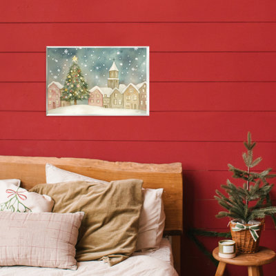 Plaque murale Christmas Village Snowfall, design par LSR Design Studio