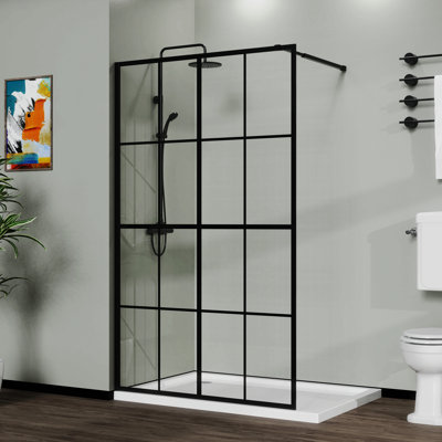 Shower Screen Walk-In Wet-Room Black
