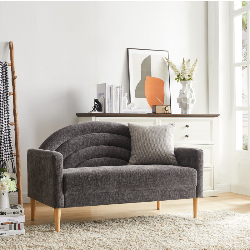 3 Seater Loveseat, Grey Polyester, 80cm H x 126cm W x 78cm D