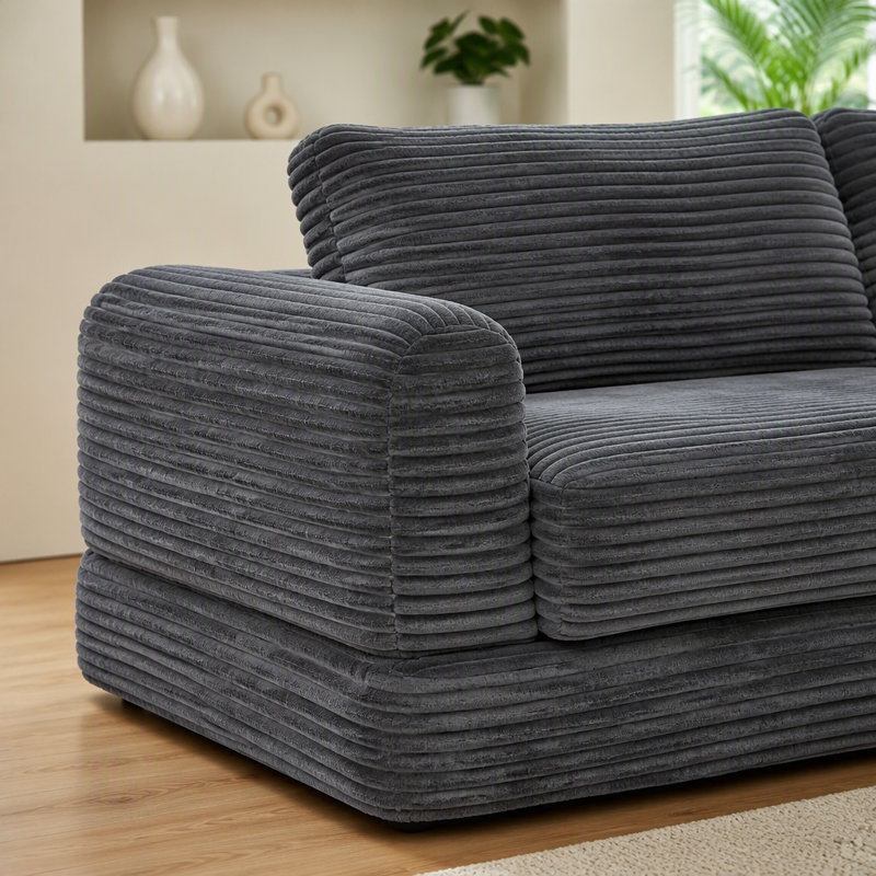 Canapé-lit convertible futon de 55 po avec assise profonde, velours côtelé gris foncé