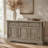 Hewitt 60" Transitional Sideboard – Wire-Brushed Gray · 3 Drawers & 2 Cabinets · Nickel Tone Hardware