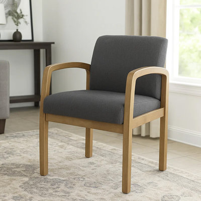 Gary Guest Chair With Driftwood Gray Frame, Slate Gray Linen
