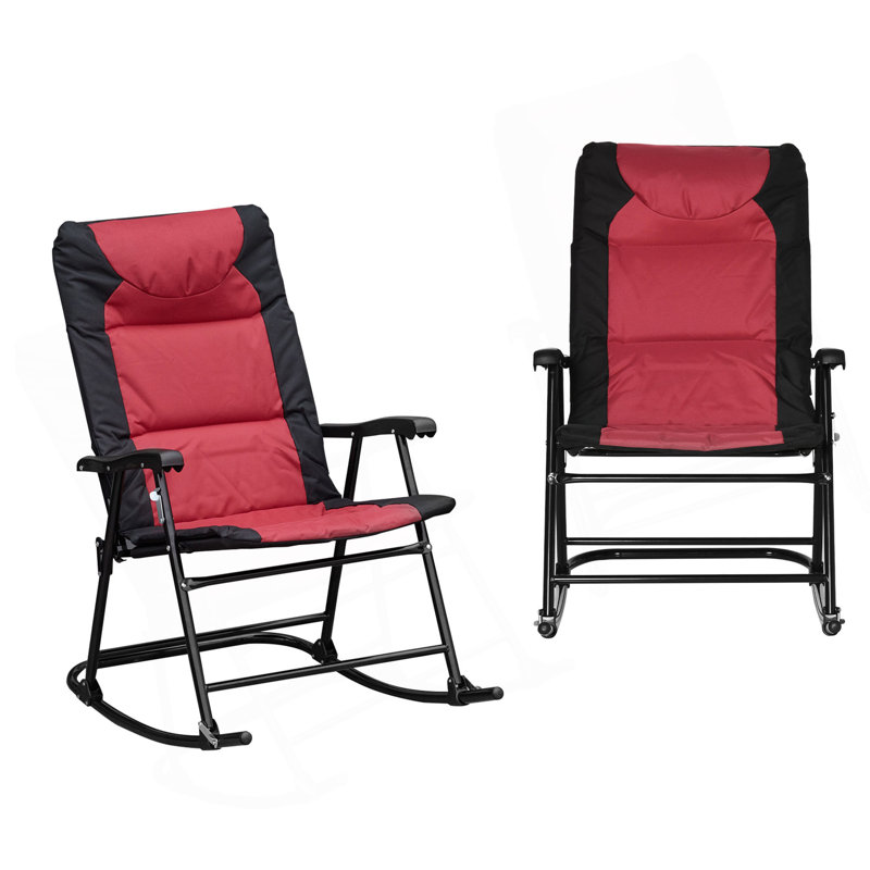 Ensemble de meubles de patio 2 pièces Outsunny avec 2 chaises berçantes pliantes rembourrées, style bistro pour véranda, camping, balcon, rouge