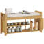 Shoe Storage Bench, Natural Bamboo 2 Tier Modern Entryway Organizer