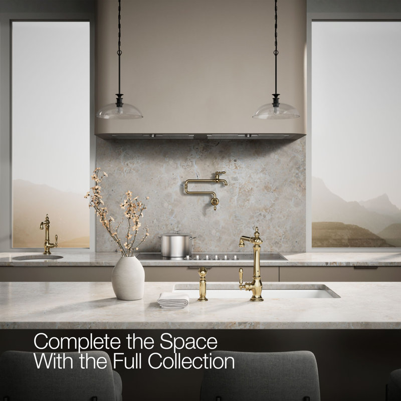 Artifacts® Single Handle Kitchen Sink Faucet with Accessories, Vibrant French Gold