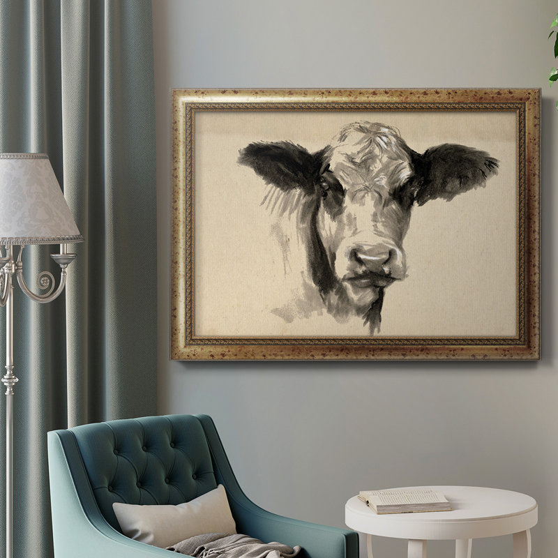 «Charcoal Cow II», reproduction sur toile encadrée