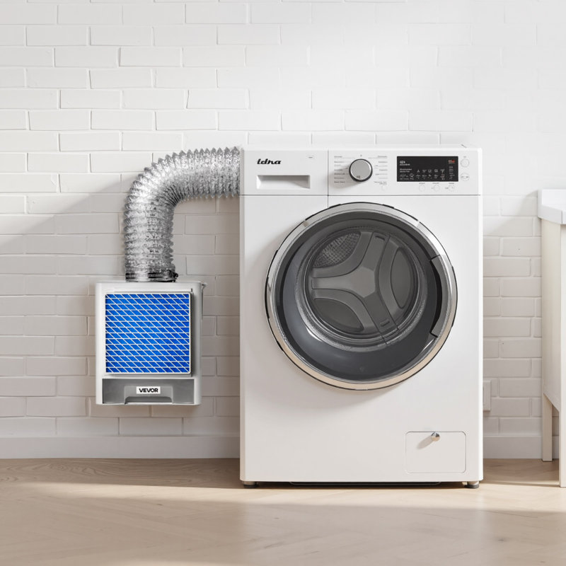 Ensemble d'évent de sécheuse d'intérieur 3 en 1, matériau en ABS de qualité supérieure avec tiroir à eau pour orifice d'évacuation de 4 pouces, hotte de rappel de surchauffe intelligente et avec 4 tampons de purification, pour sécheuses électriques