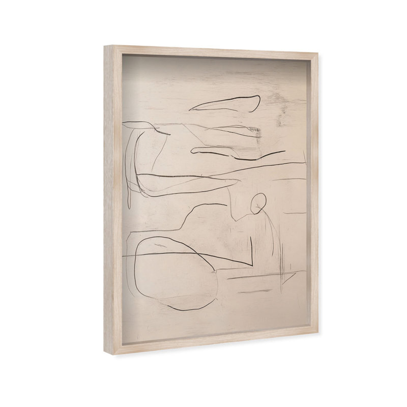 Oliver Gal Frenzied Strokes II Abstract - Luxury Shadowbox Framed Wall Art, Cream, 26" H x 18" W
