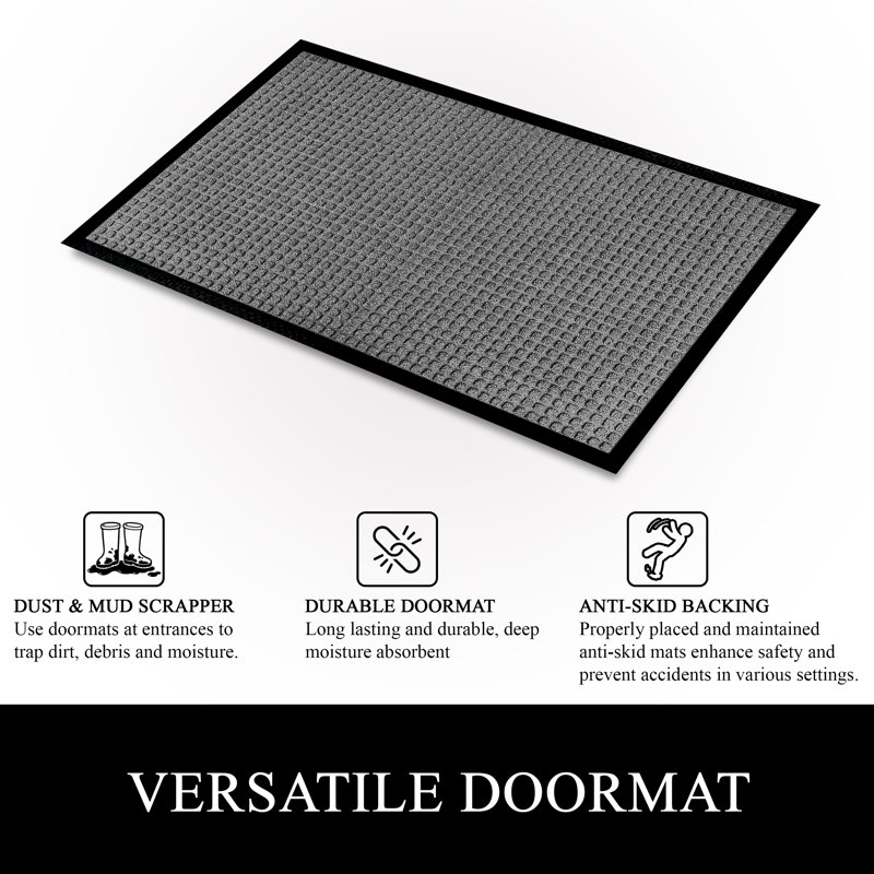 Odarius Indoor/Outdoor Non-Slip Polypropylene Doormat with Rubber Backing – Washable Welcome Mat for Entryway, Patio, Garage & Office