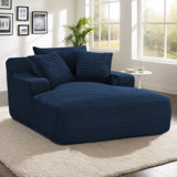 Oversized Upholstered Chaise Lounge Sofa Corduroy Sleeper Sofa with 3 Pillows