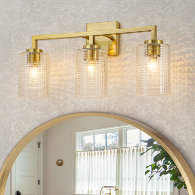 Dimmable Prismatic Glass Vanity Light  in Brass