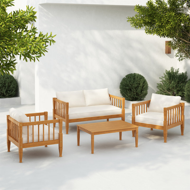 Ensemble de meubles de patio 4 pièces, Teck