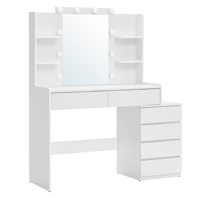 39.4'' Wide vanity with LED Lights, 6 Drawers, White