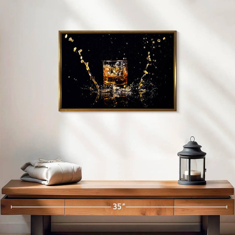 Whisky Splash, 19 po x 13 po, Cadre flottant doré