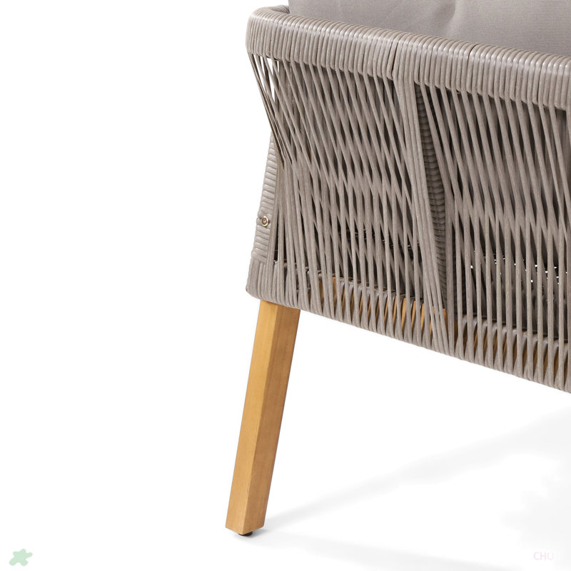 (Ensemble de 2) Fauteuils club d'extérieur en bois d'acacia avec coussins
