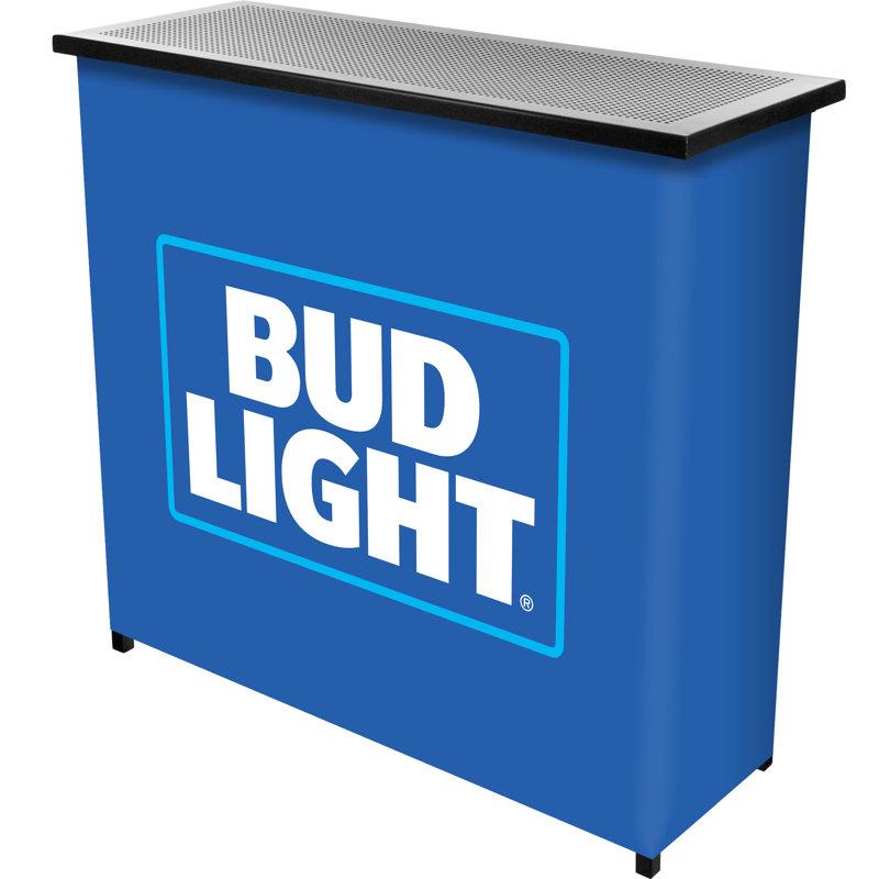 Compact Metal 2-Shelf Portable Bar Table with Carrying Case