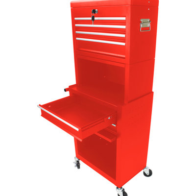 Armoire à outils rouge en métal avec 6 tiroirs et serrure - atelier de réparation d'atelier