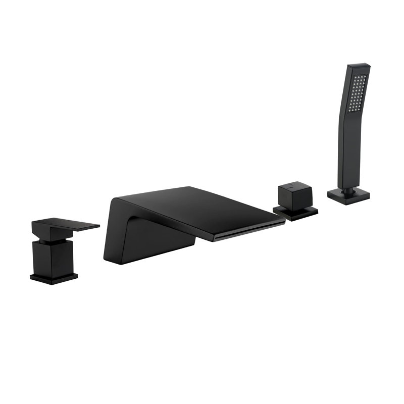 1 Handle Bathroom Waterfall Faucet with Diverter, Matte Black